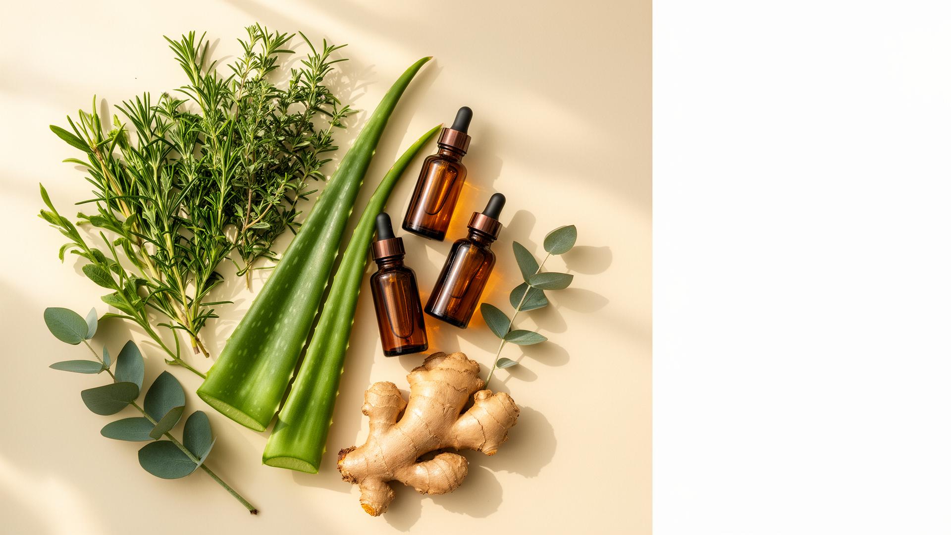 Fresh herbs, aloe and herbal tinctures
